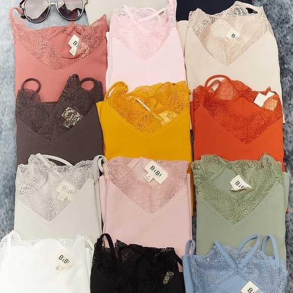 Bibi Lace Trim Camisole In Stone - Picture 3 of 3